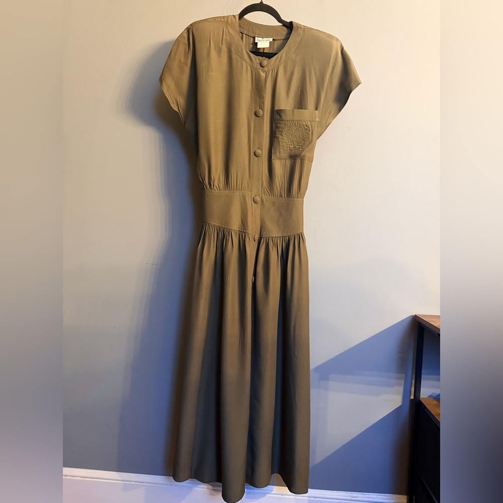 Vintage Olive Coastal Maxi Dress | Nina Piccalino | Crest Pocket | Quiet Luxury